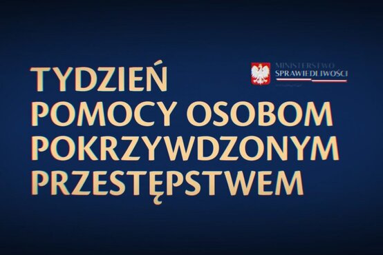 Baner informacyjny TYDZIEŃ POMOCY OSOBOM POKRZYWDZONYM PRZESTĘPSTWEM